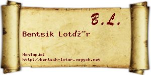 Bentsik Lotár névjegykártya